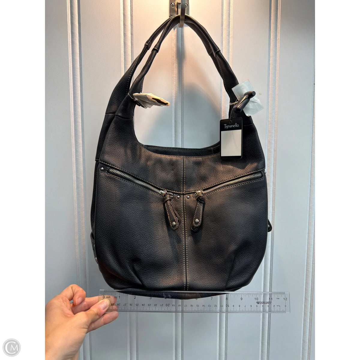 Handbag Leather By Tianello, Size: Medium