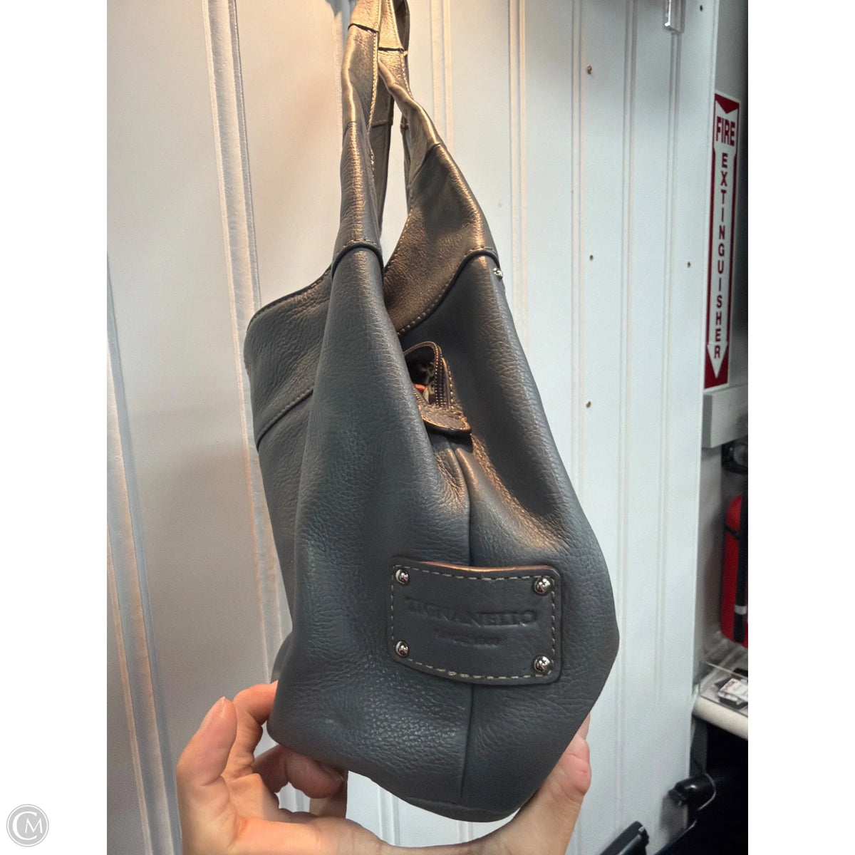 Handbag Leather By Tianello, Size: Medium