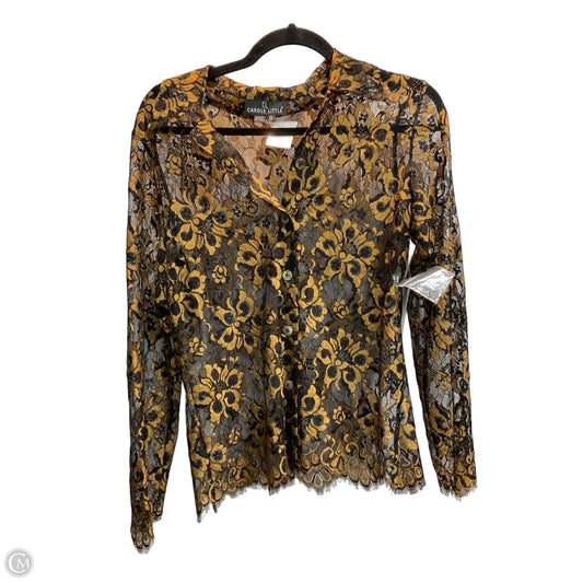 Blouse Long Sleeve By Carole Little In Gold, Size: S