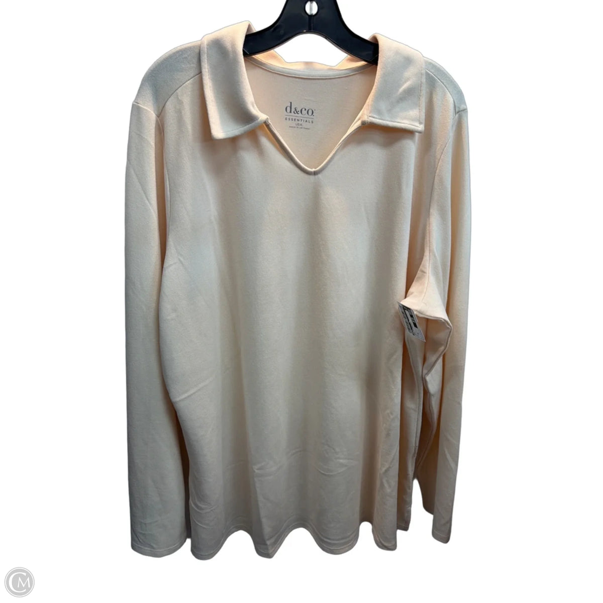 Top Long Sleeve Basic By D&co. In Cream, Size: Xl