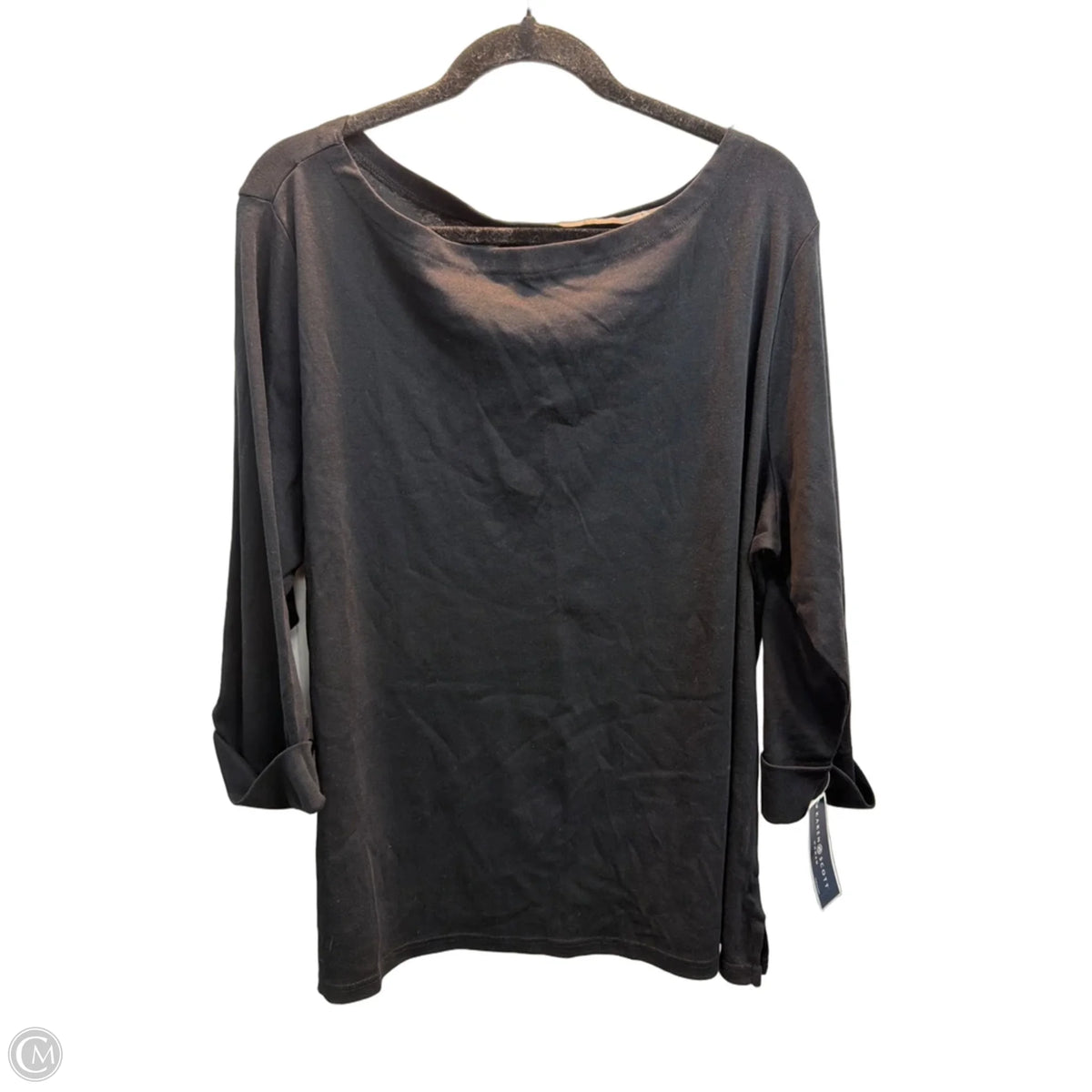 Top 3/4 Sleeve Basic By Karen Scott In Black, Size: 2x