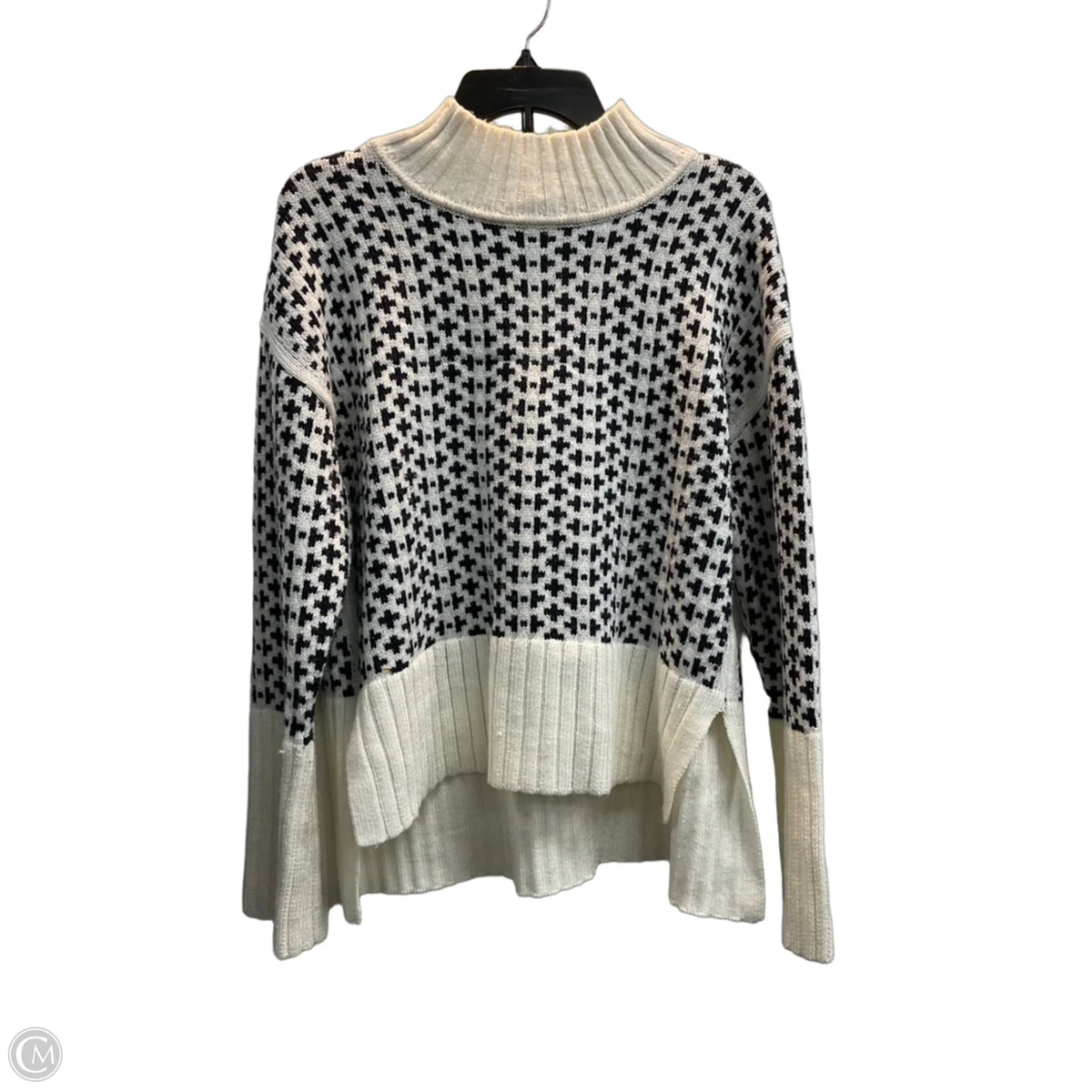 Sweater By Free Assembly In Blue & White, Size: M
