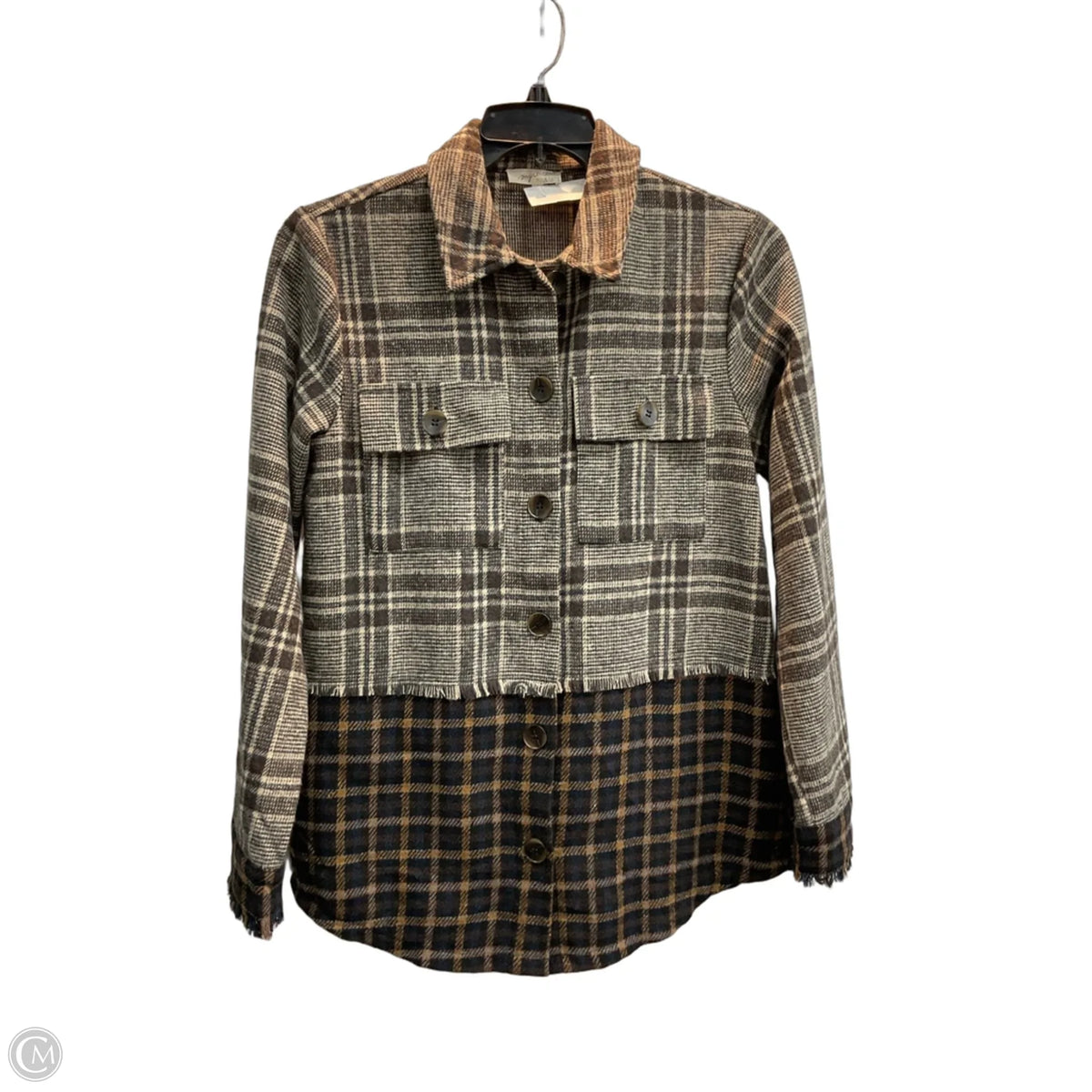 Jacket Shirt By Mystree In Plaid Pattern, Size: S