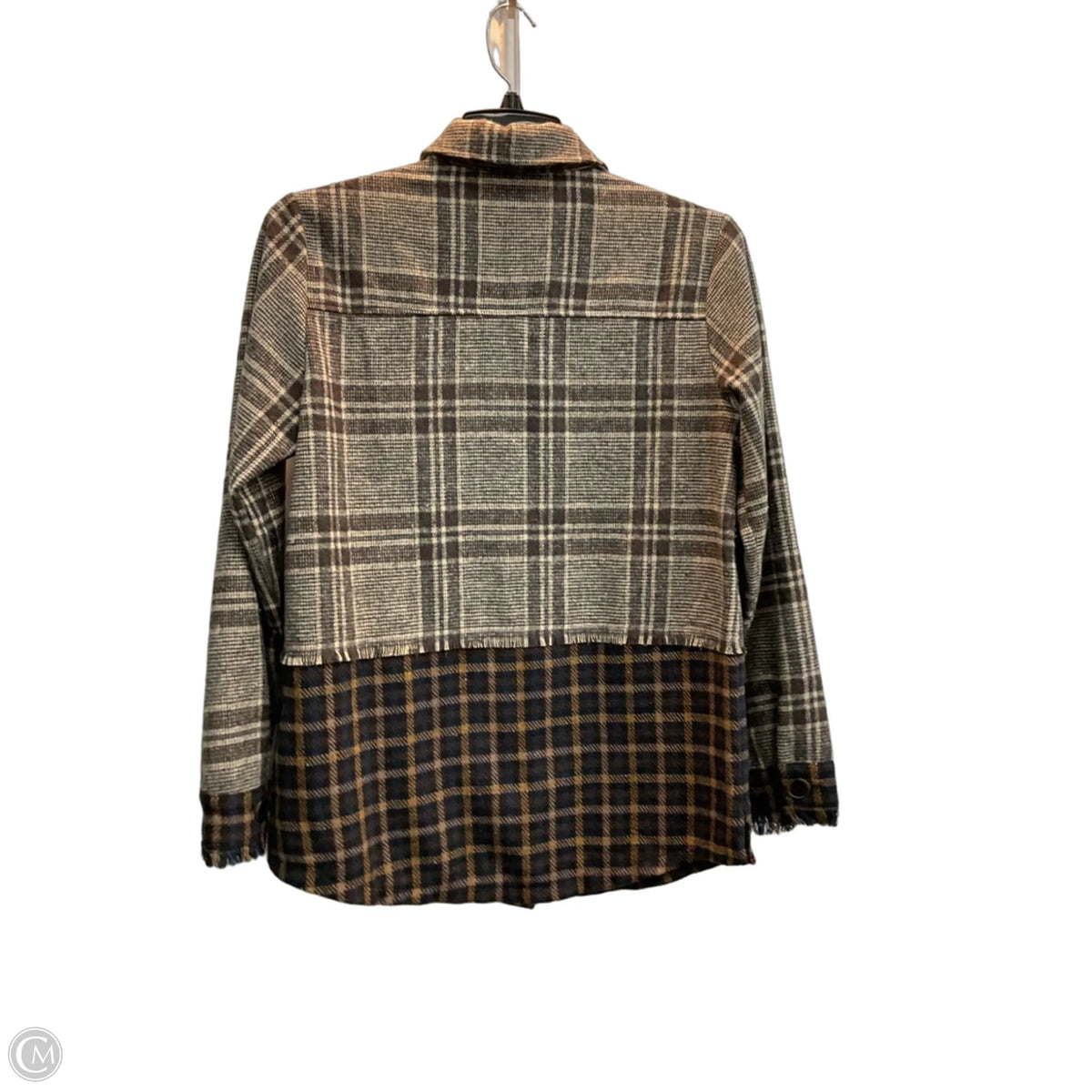 Jacket Shirt By Mystree In Plaid Pattern, Size: S