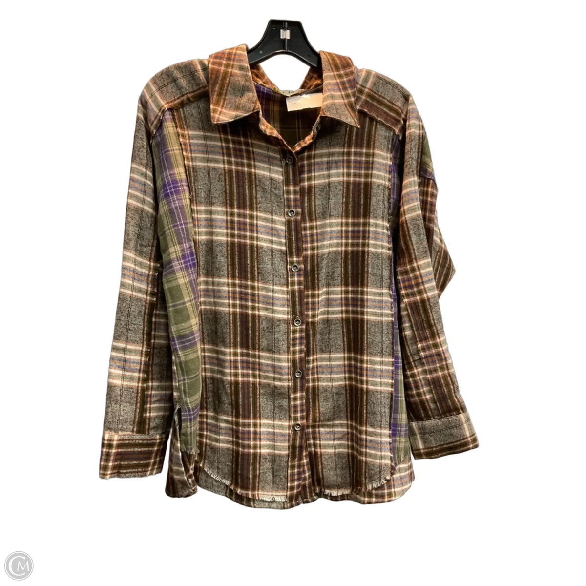 Top Long Sleeve By New In In Plaid Pattern, Size: M