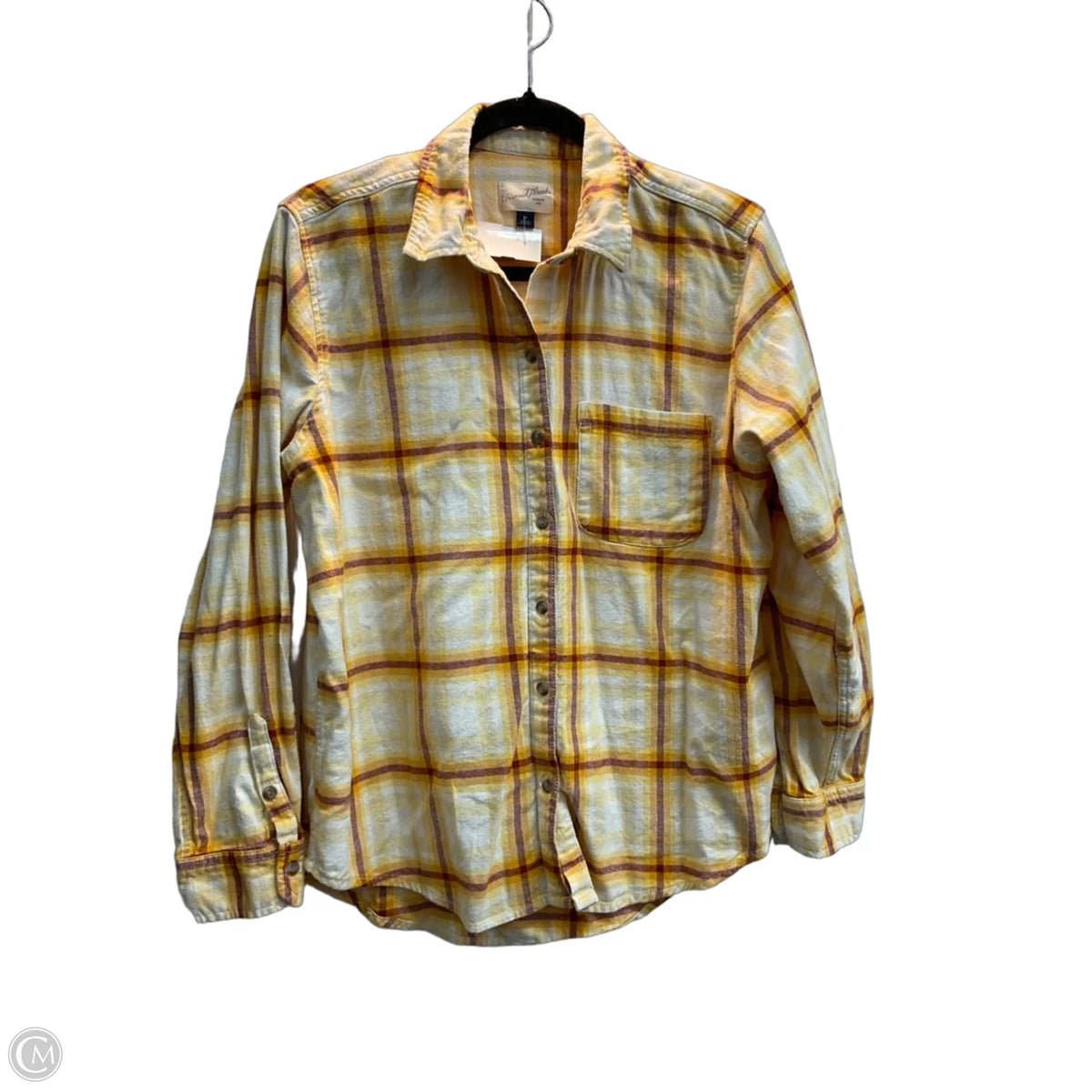 Top Long Sleeve By Universal Thread In Plaid Pattern, Size: M