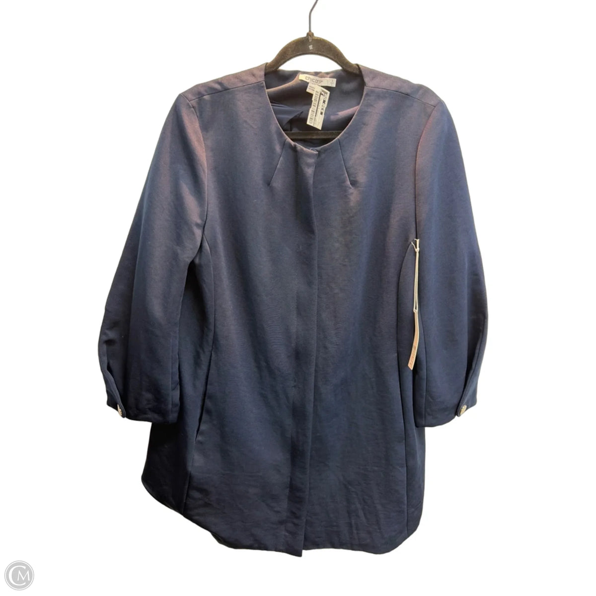 Jacket Puffer & Quilted By Chicos In Navy, Size: L