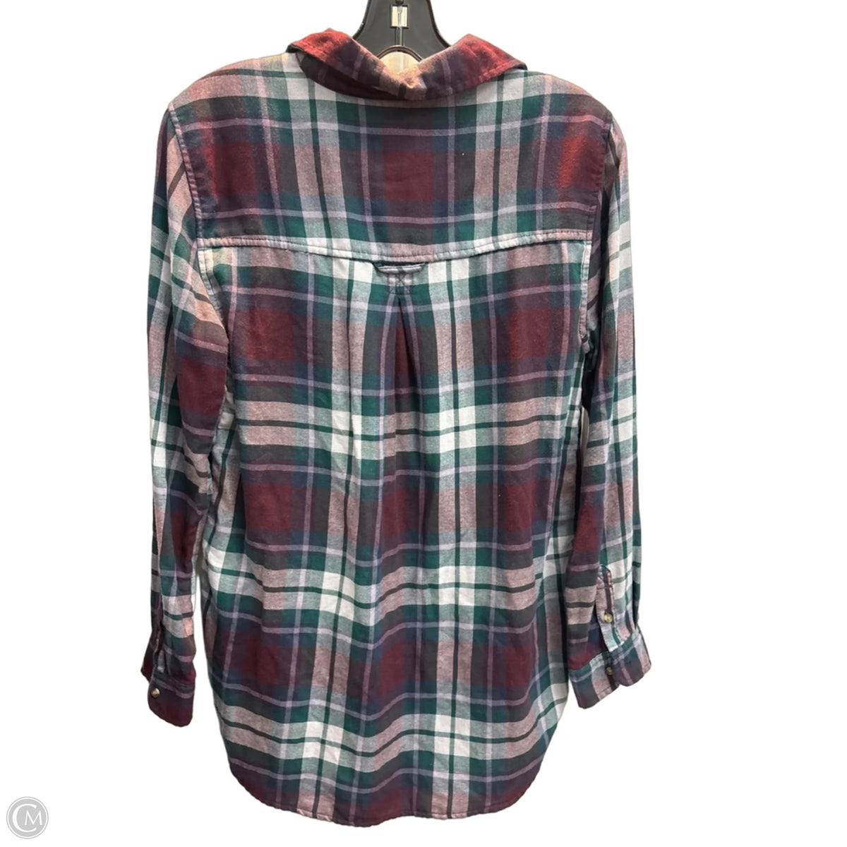 Top Long Sleeve By American Eagle In Plaid Pattern, Size: M