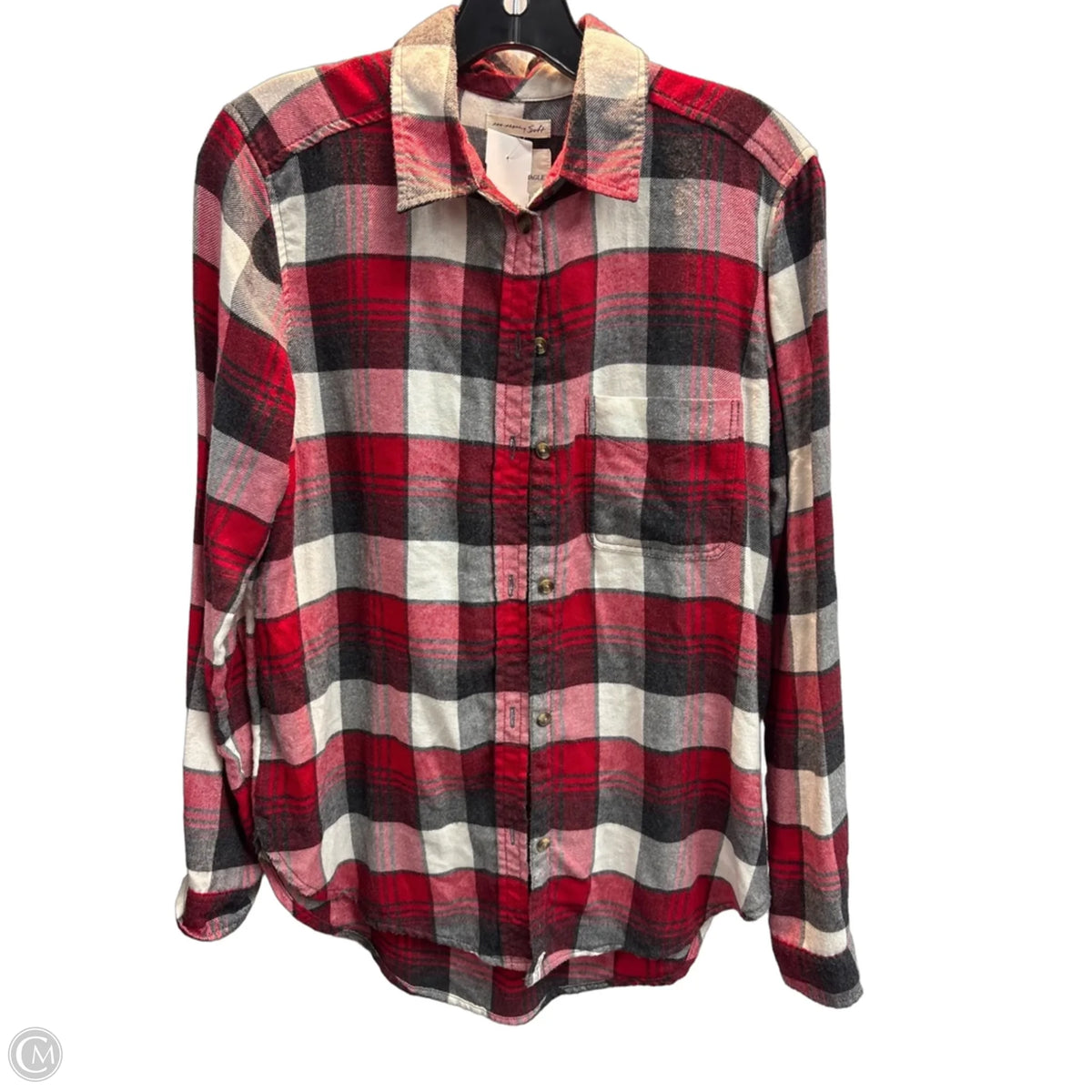 Top Long Sleeve By American Eagle In Plaid Pattern, Size: S