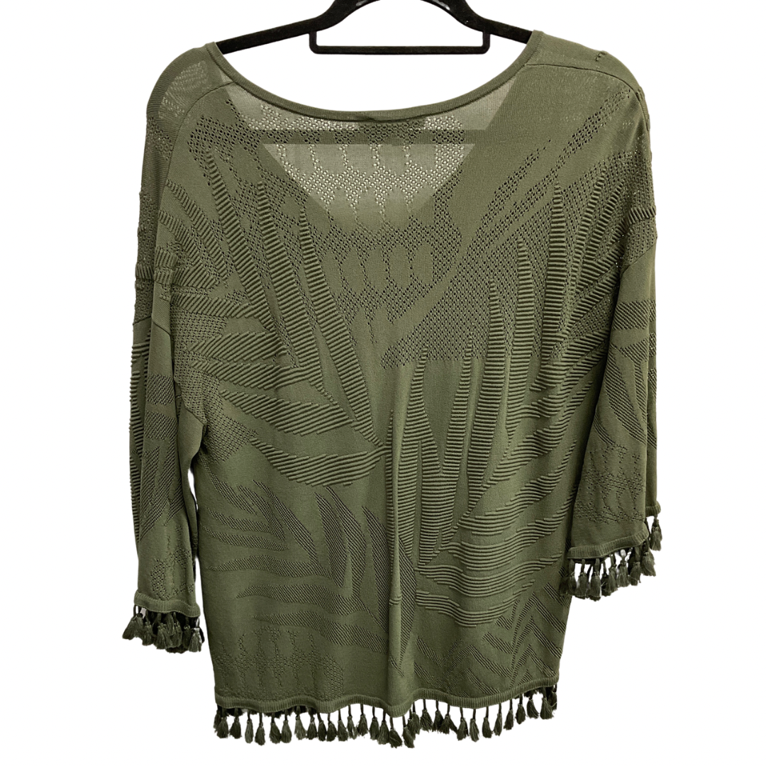 Top 3/4 Sleeve By Chicos In Green, Size: L