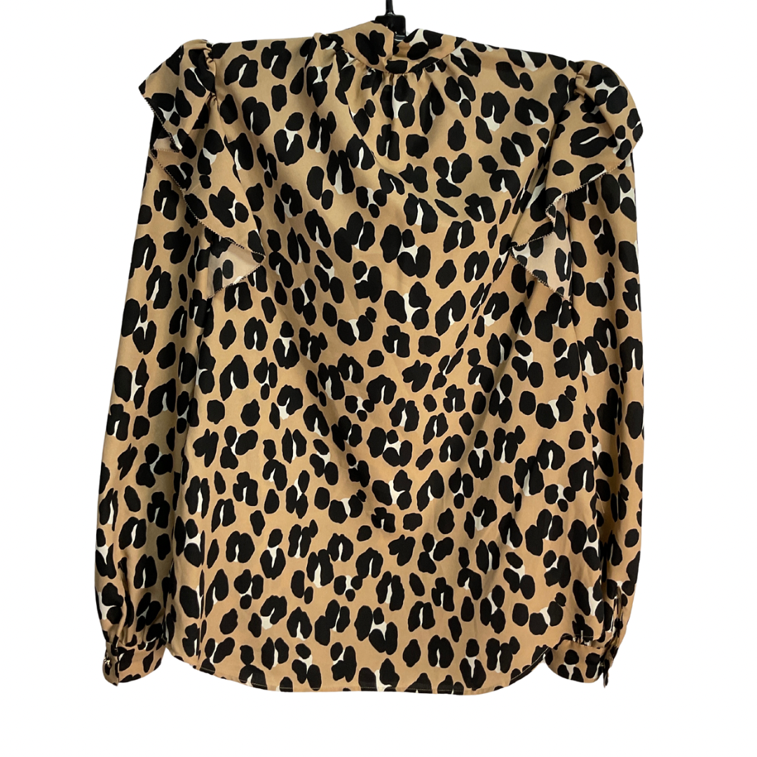 Top Long Sleeve Designer By Kate Spade In Leopard Print, Size: Xxs