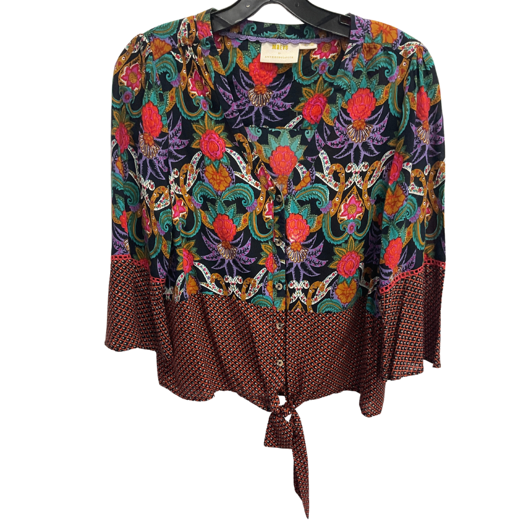 Top 3/4 Sleeve By Maeve In Black & Purple, Size: S