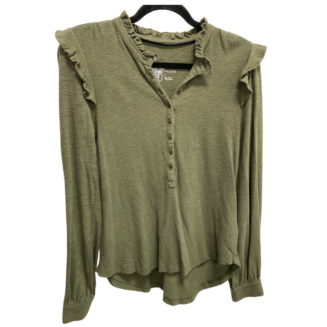 Top Long Sleeve By Pilcro In Green, Size: S