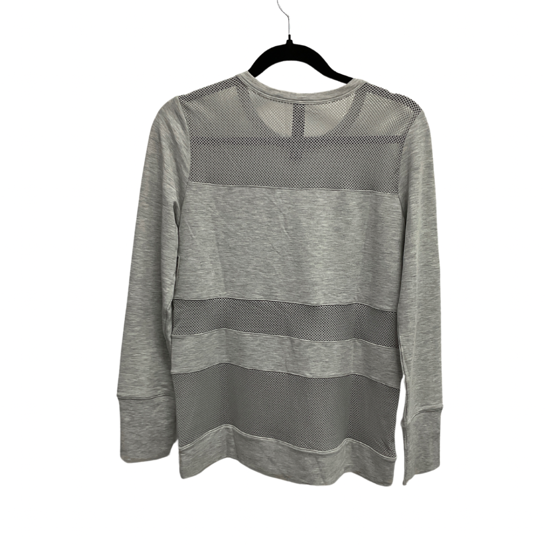 Athletic Top Long Sleeve Collar By Yogalicious In Grey, Size: M