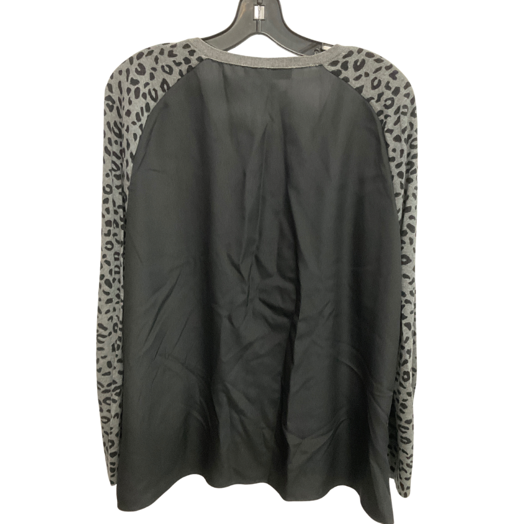 Top Long Sleeve By Loft In Black & Grey, Size: L