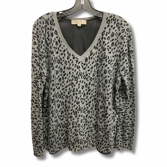 Top Long Sleeve By Loft In Black & Grey, Size: L