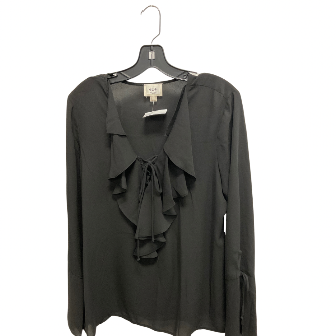 Top Long Sleeve By Eci In Black, Size: L