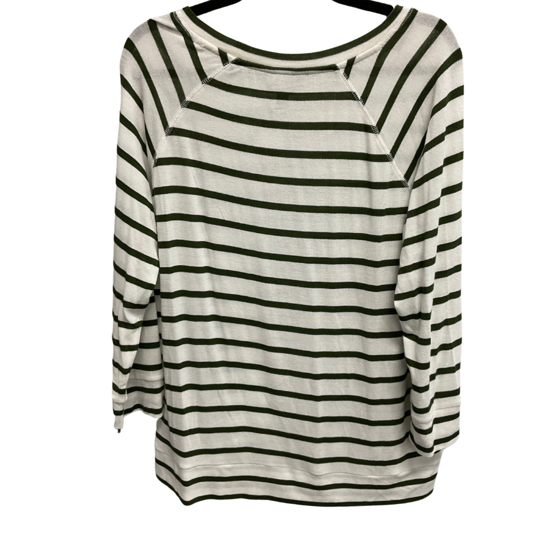 Top 3/4 Sleeve Basic By Hawthorn In Green & White, Size: Xl