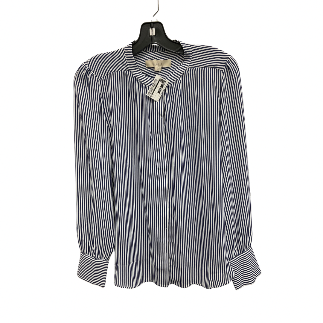 Top Long Sleeve By Loft In Blue & White, Size: S