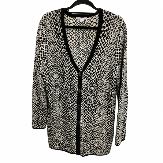 Sweater Cardigan By Isaac Mizrahi Live Qvc In Black & White, Size: Xl