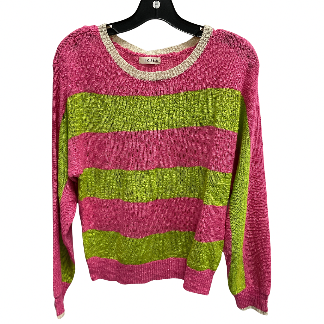 Sweater By Kori America In Green & Pink, Size: S