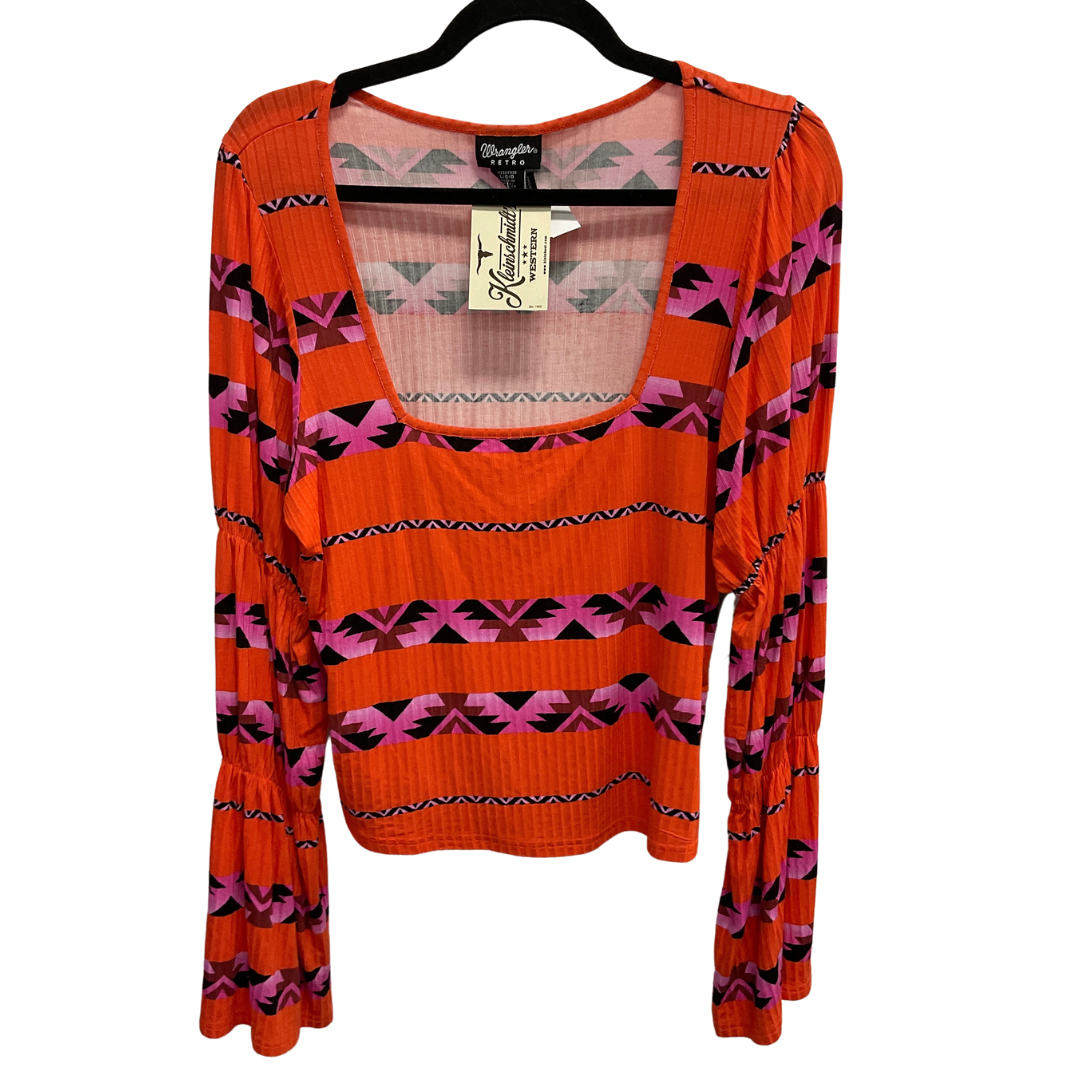 Top Long Sleeve By Wrangler In Orange, Size: L