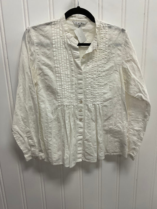 Top Long Sleeve By Cabi In White, Size: M