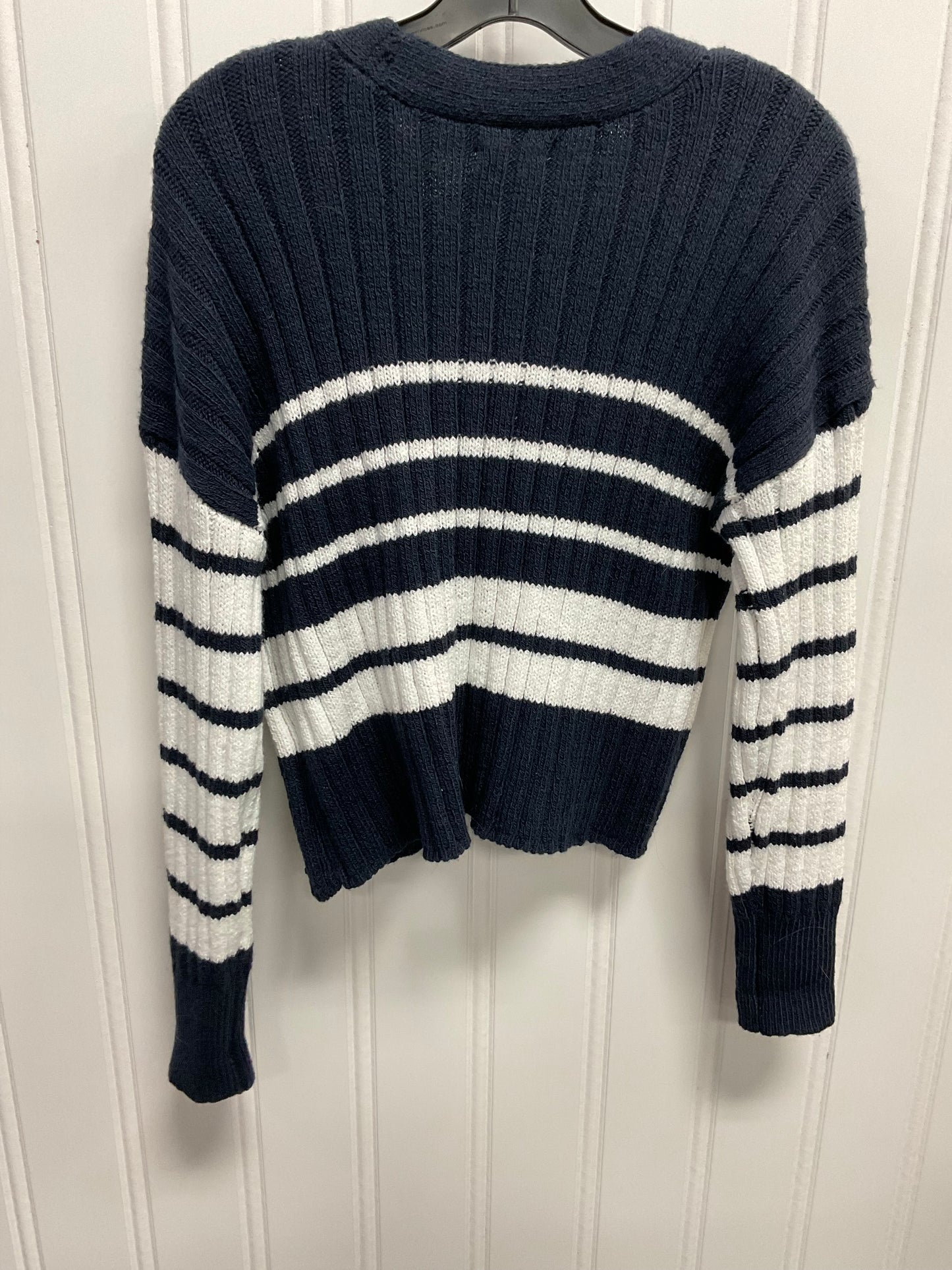 Sweater Cardigan By Maurices In Blue & White, Size: M