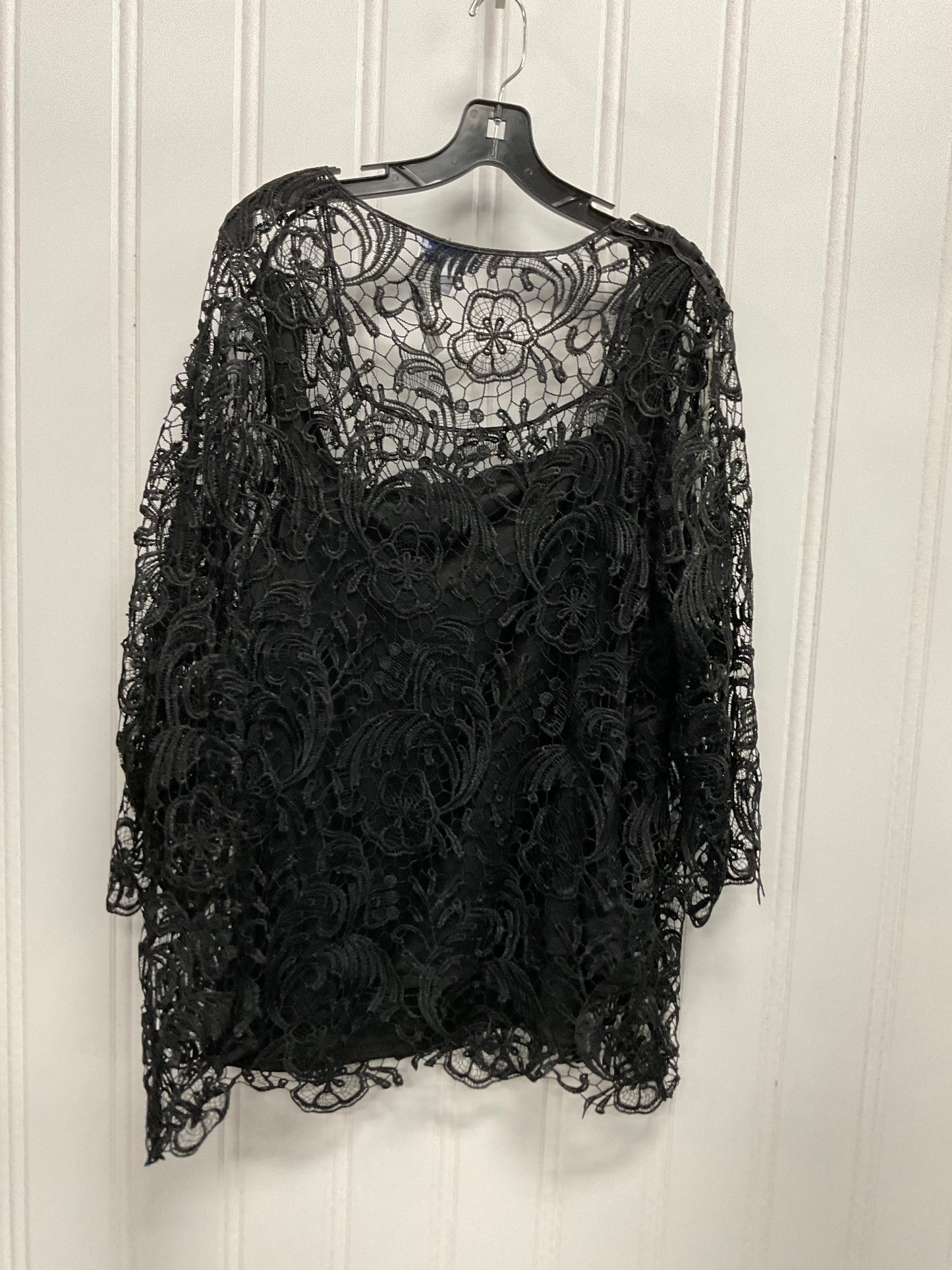 Top 3/4 Sleeve By Clothes Mentor In Black, Size: 2x