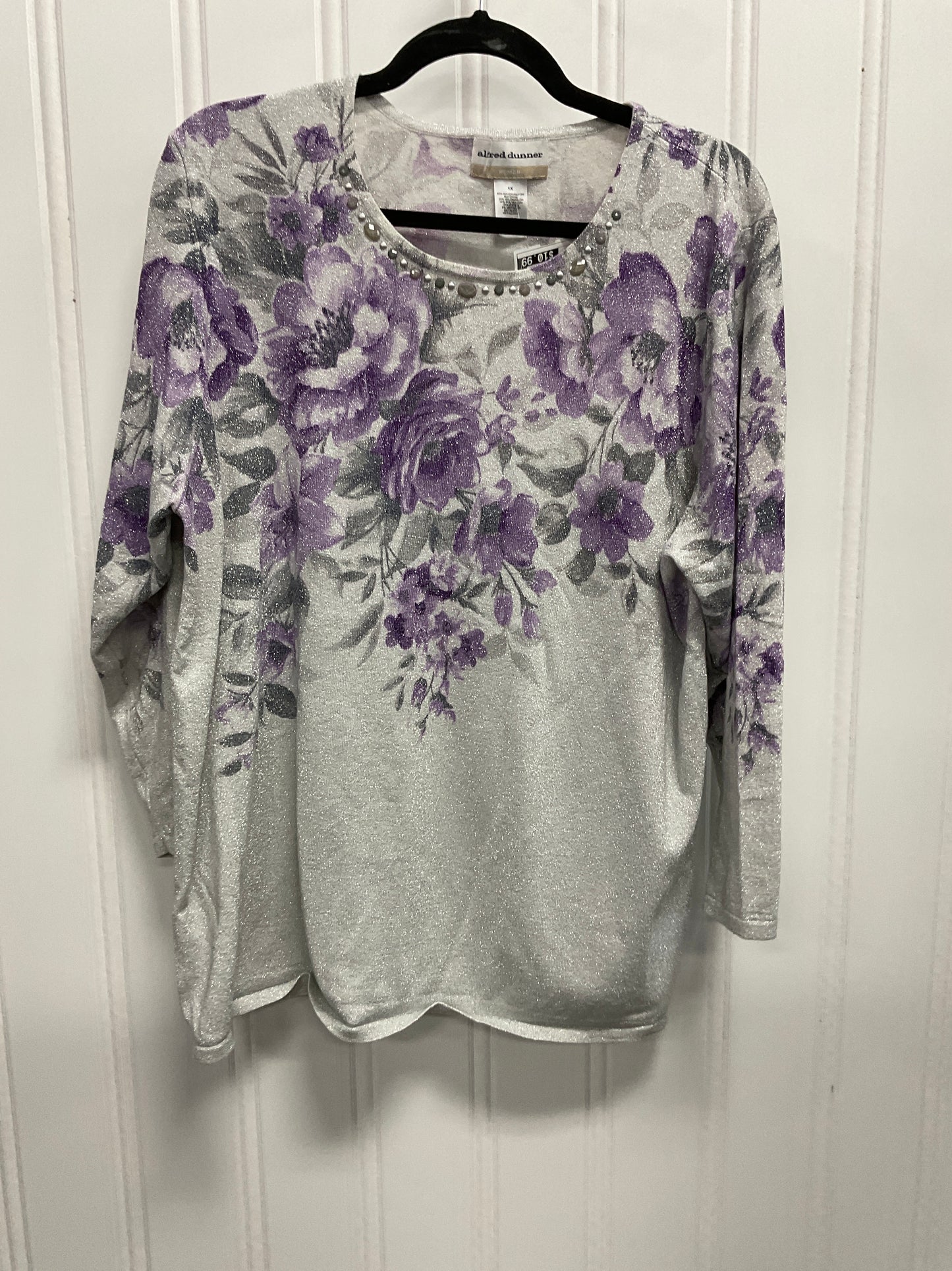 Sweater By Alfred Dunner In Silver, Size: 1x