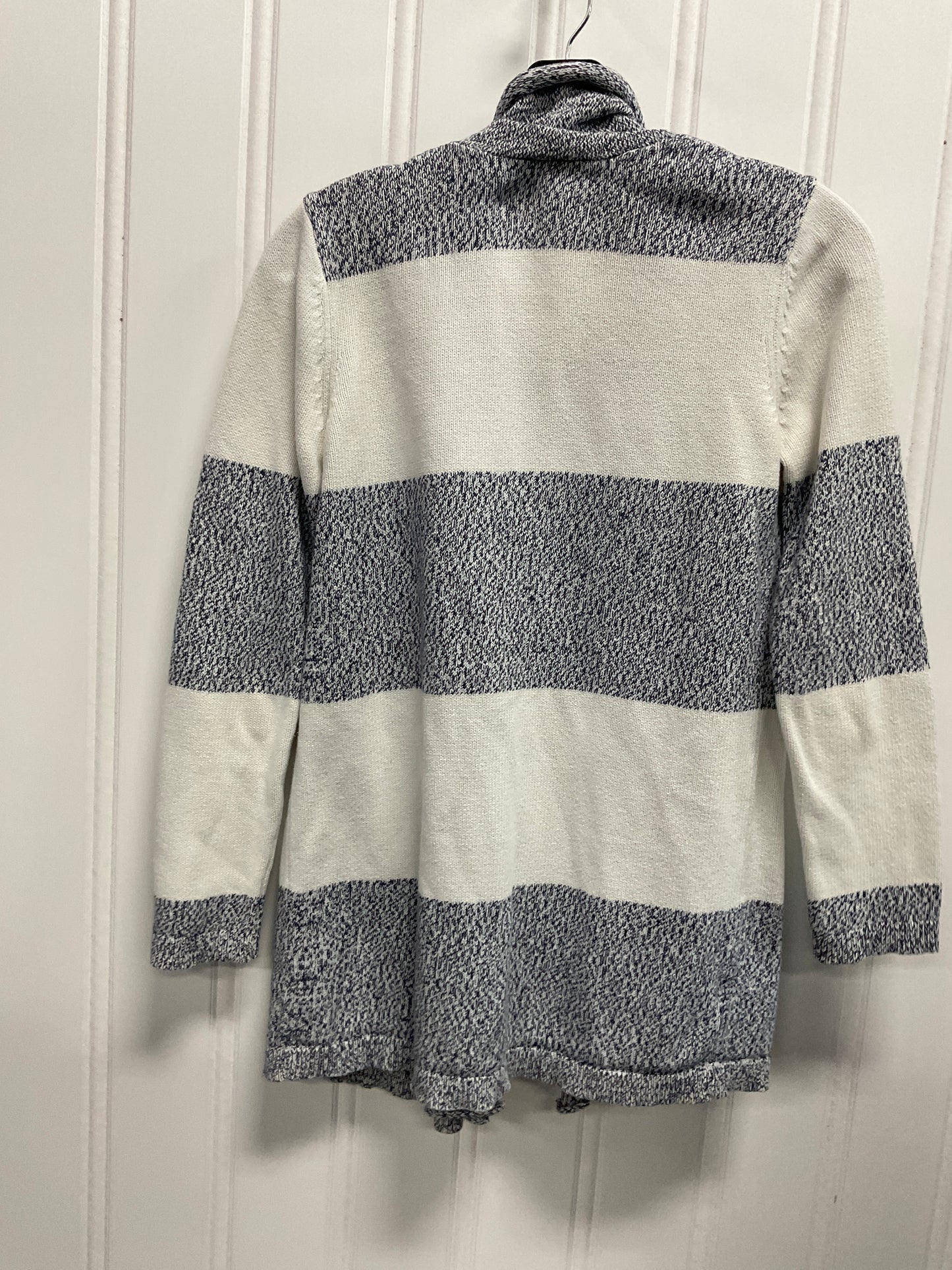 Sweater Cardigan By Loft In Blue & White, Size: Xs