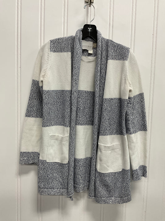 Sweater Cardigan By Loft In Blue & White, Size: Xs