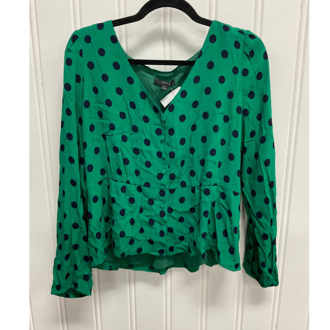 Top Long Sleeve By J. Crew In Polkadot Pattern, Size: Xl