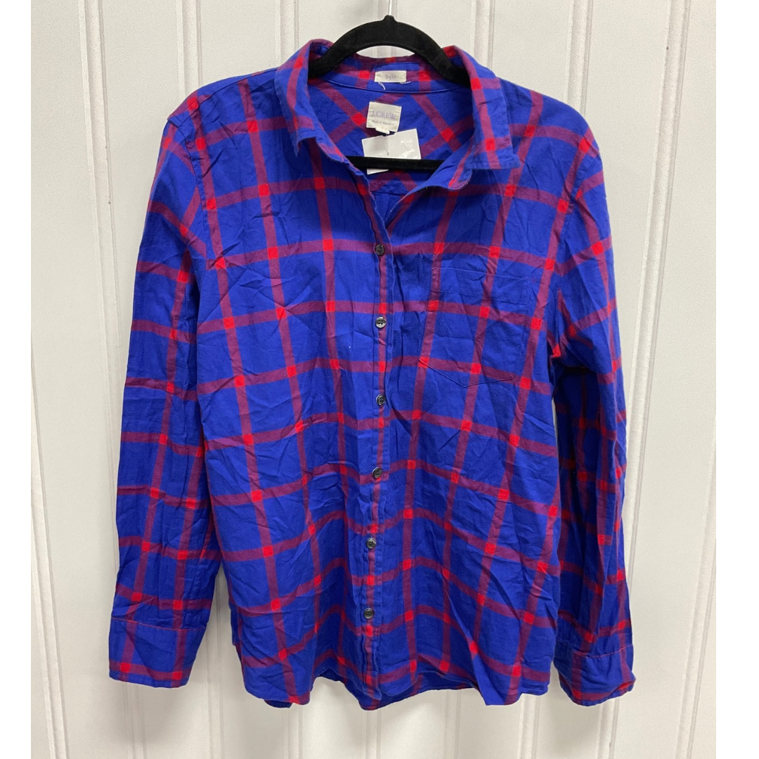 Top Long Sleeve By J. Crew In Blue & Red, Size: L