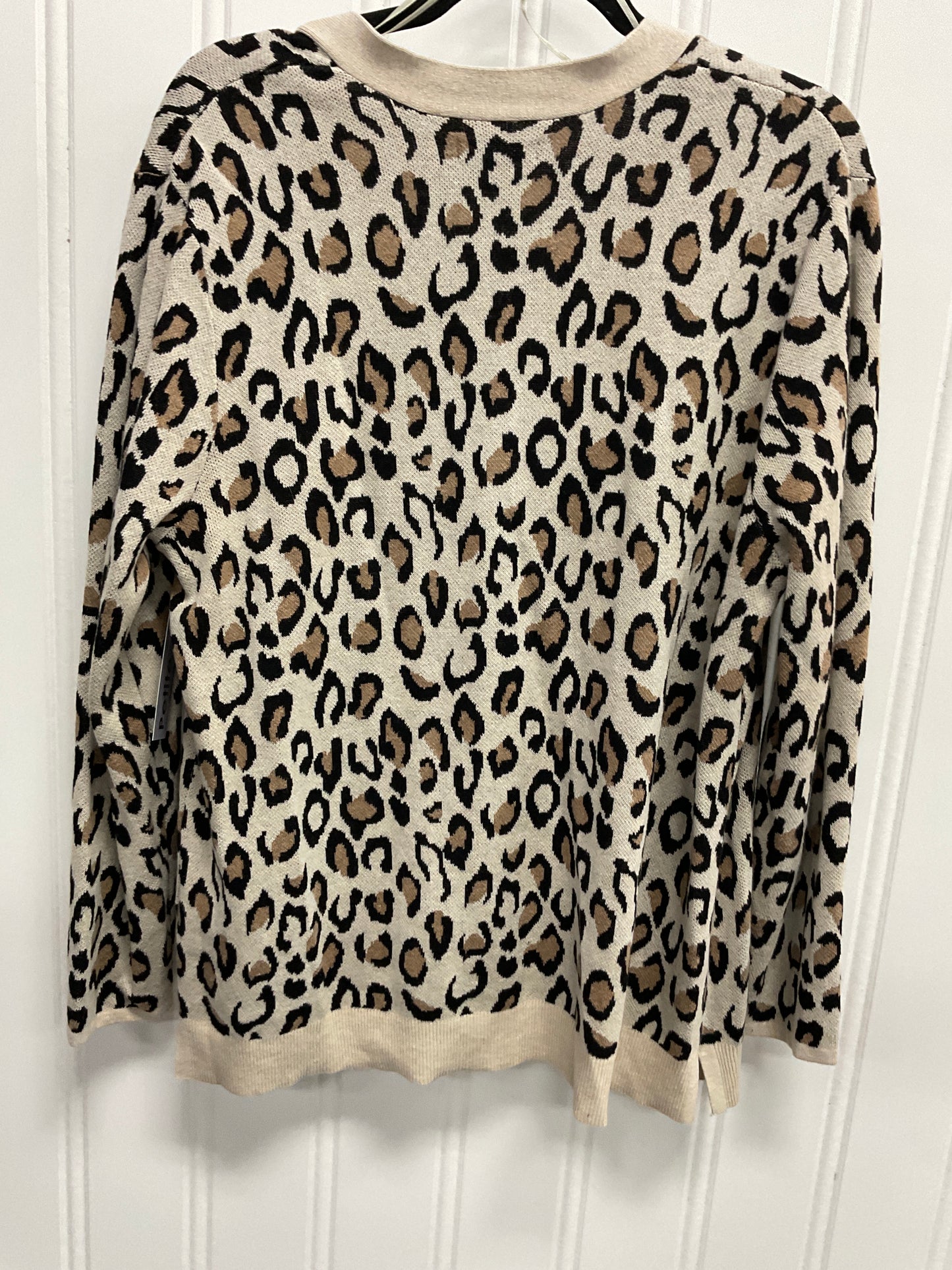 Sweater Cardigan By Croft And Barrow In Leopard Print, Size: Lp