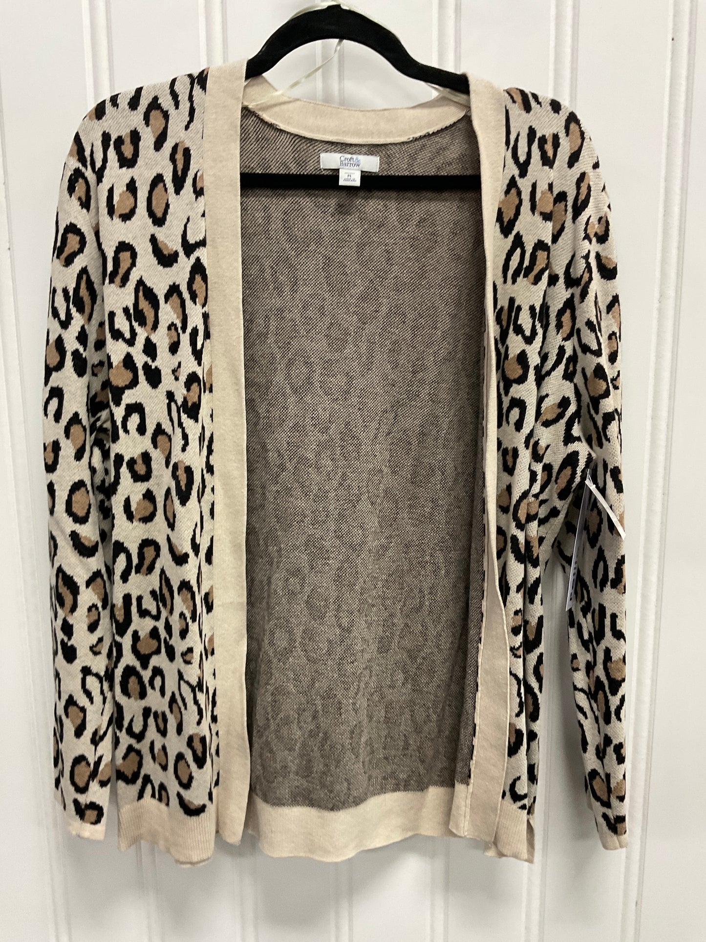 Sweater Cardigan By Croft And Barrow In Leopard Print, Size: Lp