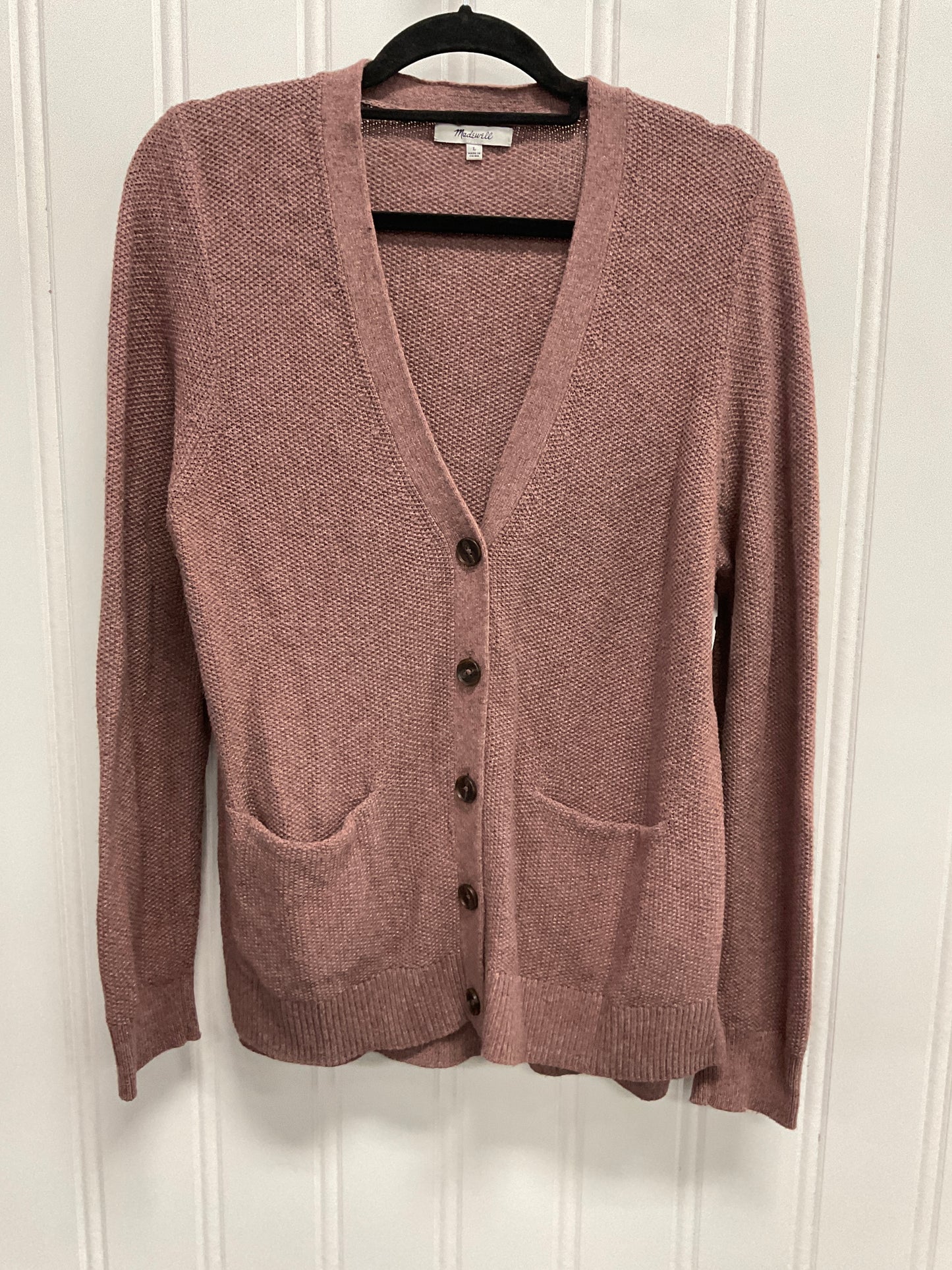 Sweater Cardigan By Madewell In Pink, Size: L