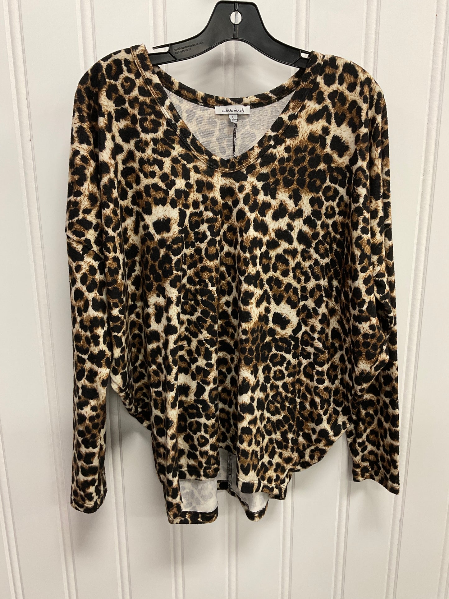 Top Long Sleeve By White Birch In Leopard Print, Size: L