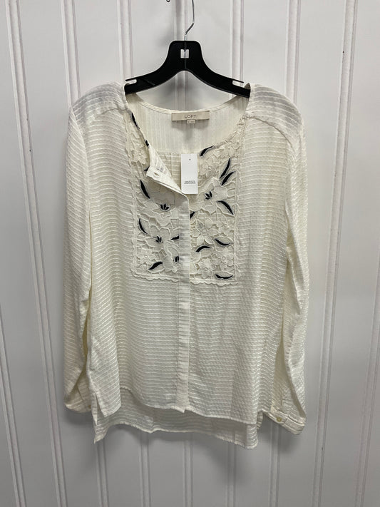 Top Long Sleeve By Loft In White, Size: M