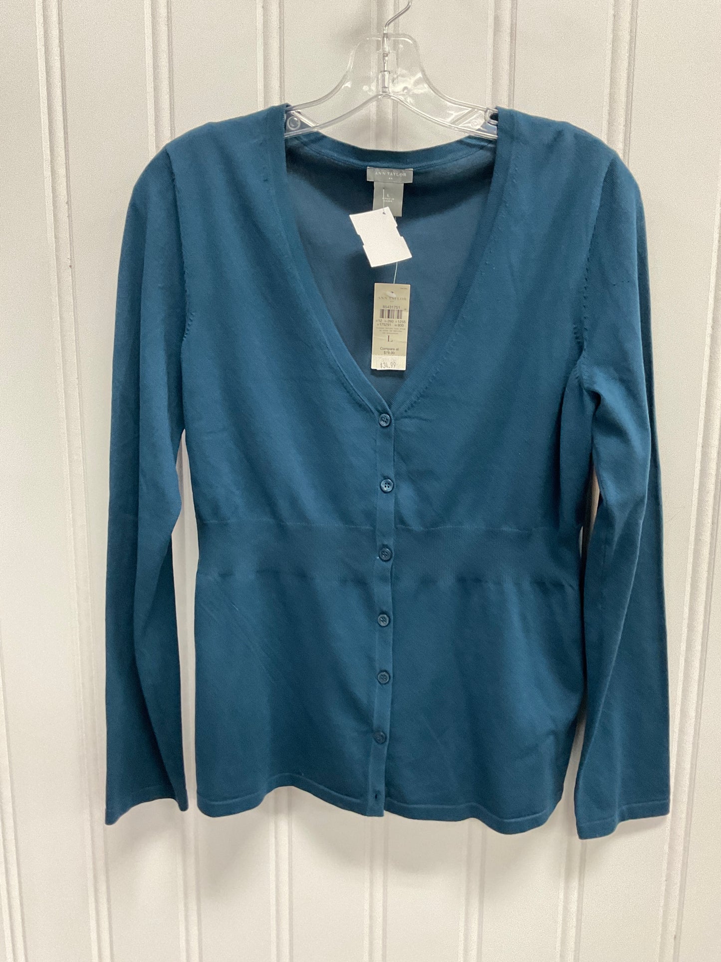 Cardigan By Ann Taylor In Blue, Size: L