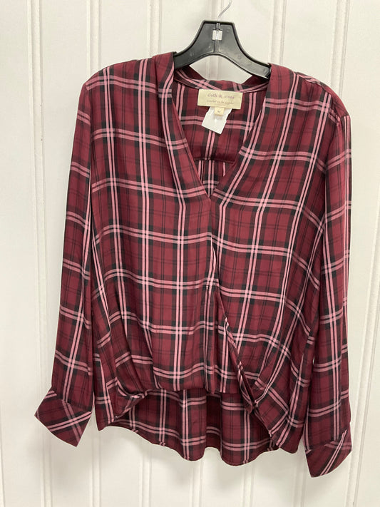 Top Long Sleeve By Cloth & Stone In Plaid Pattern, Size: M