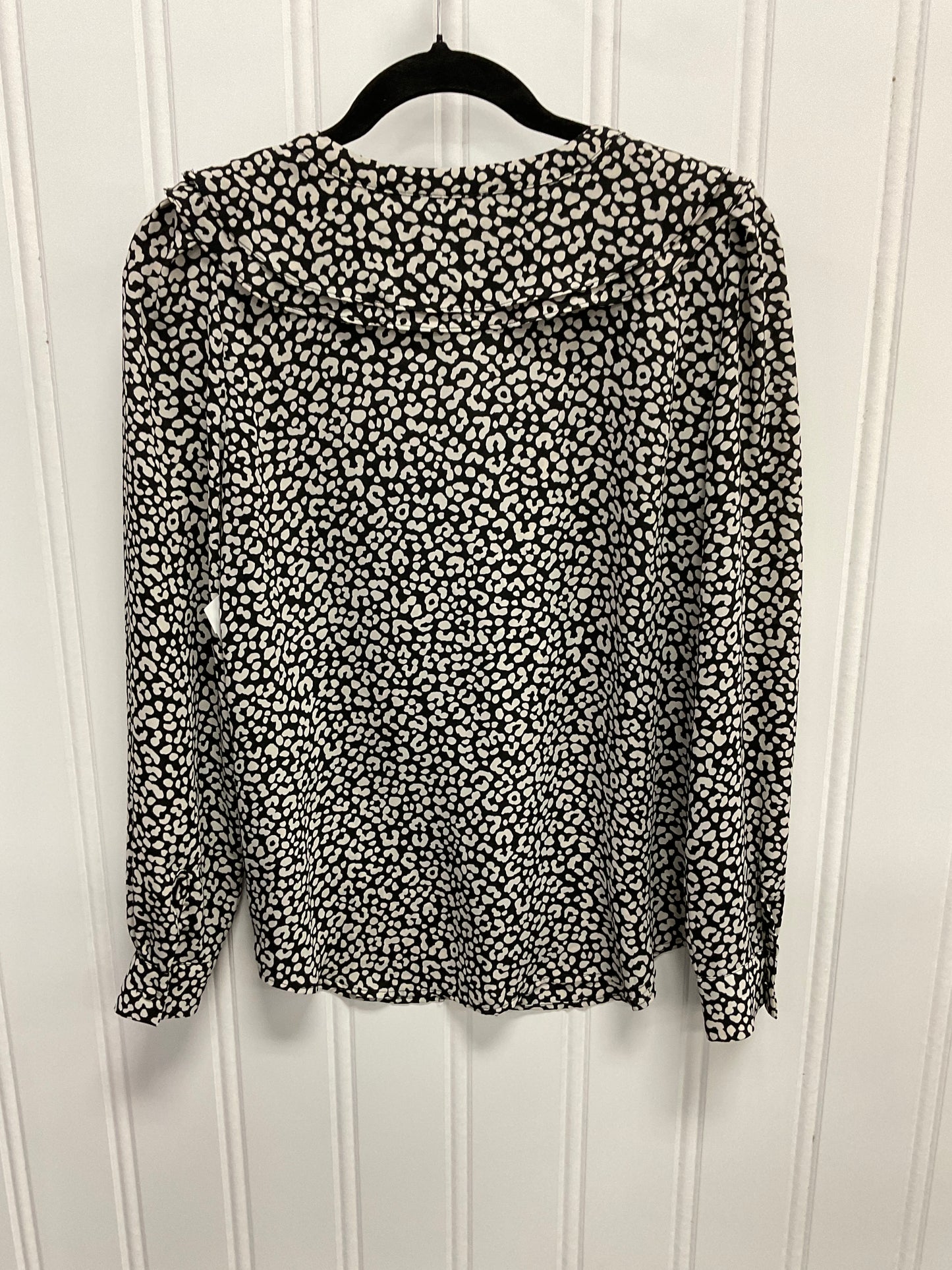 Top Long Sleeve By Ann Taylor In Black & Cream, Size: S