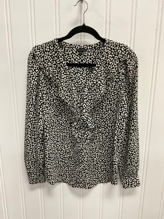 Top Long Sleeve By Ann Taylor In Black & Cream, Size: S