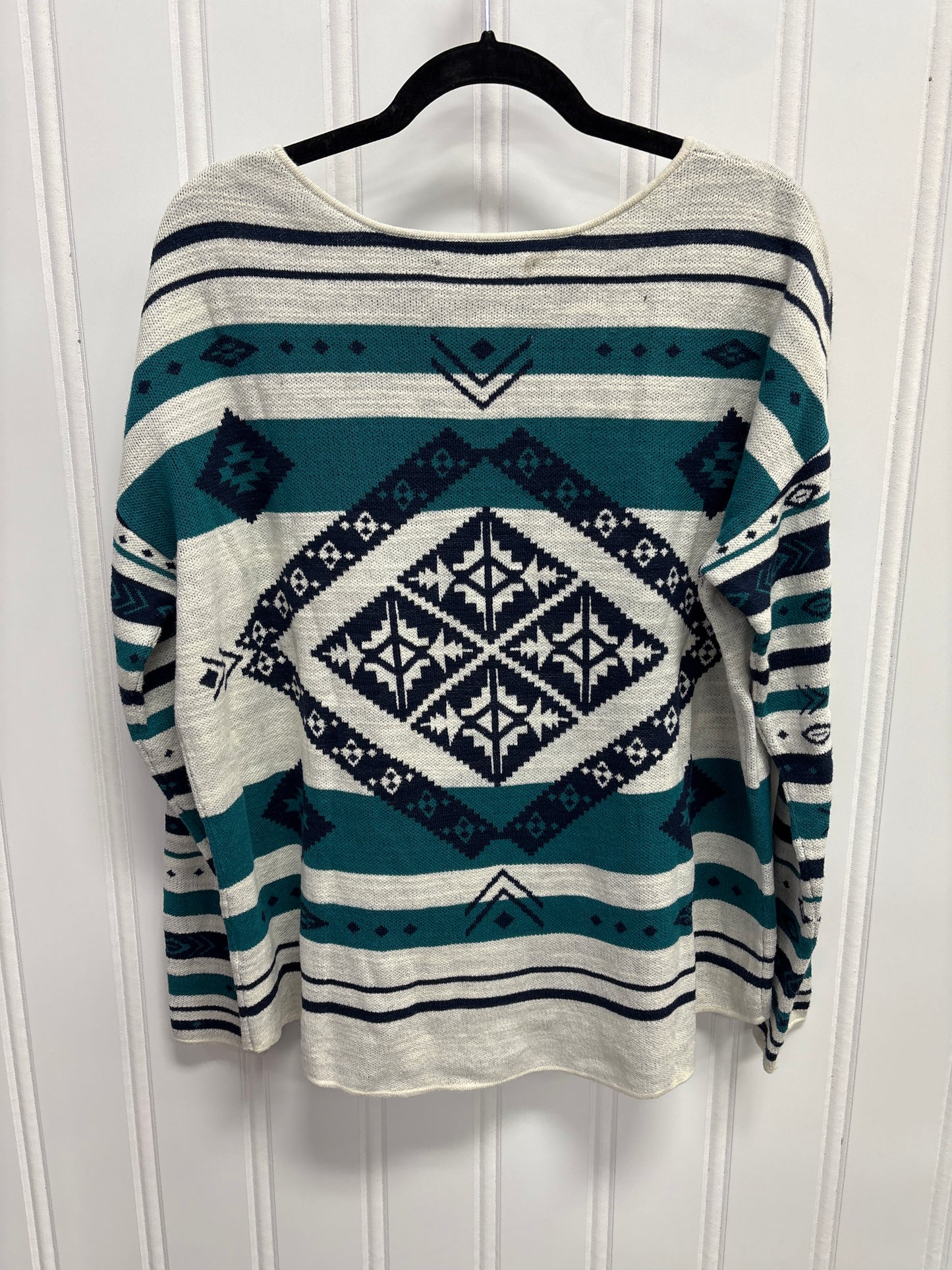 Sweater By Natural Reflections In Blue & White, Size: L