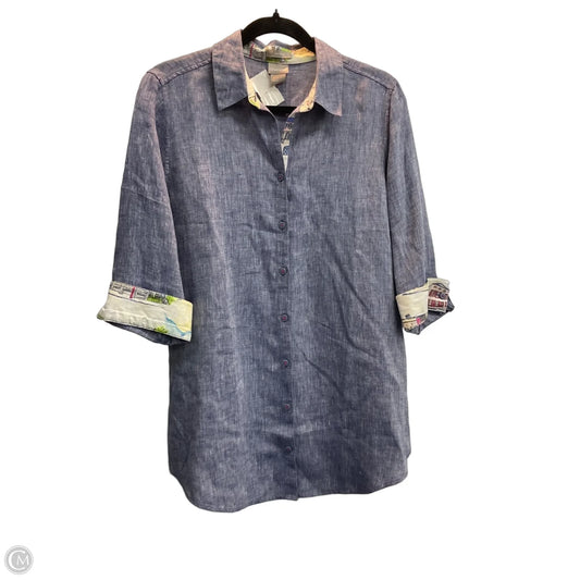 Top 3/4 Sleeve By Chicos In Blue, Size: M