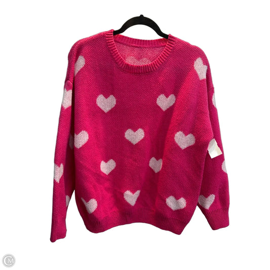 Sweater By Clothes Mentor In Pink & White, Size: Xl
