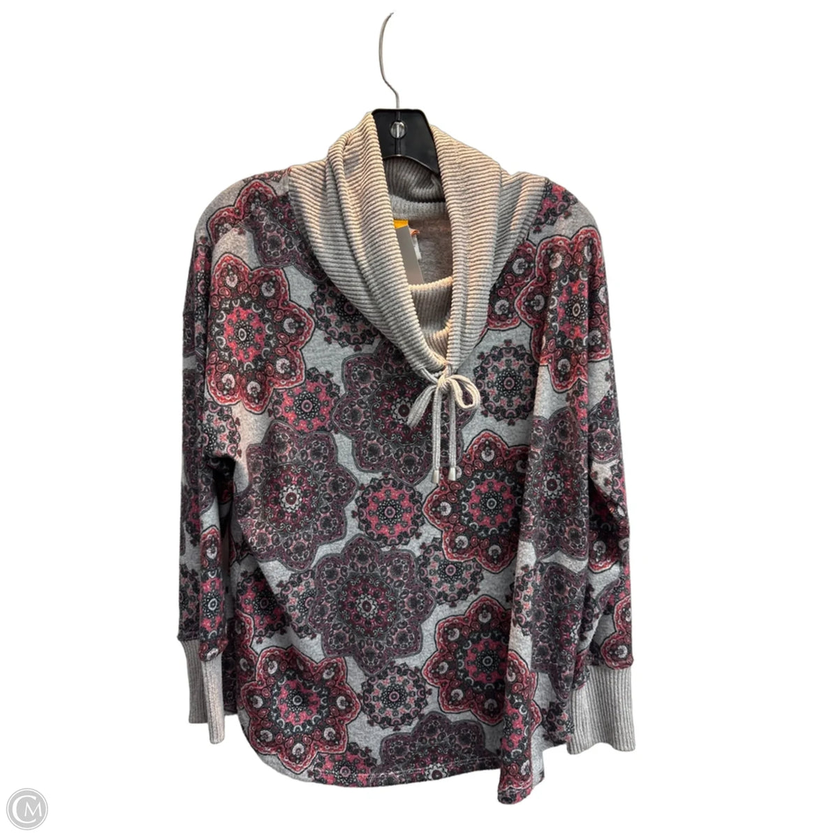 Top Long Sleeve By Ruby Red Designer In Grey & Red, Size: Lp