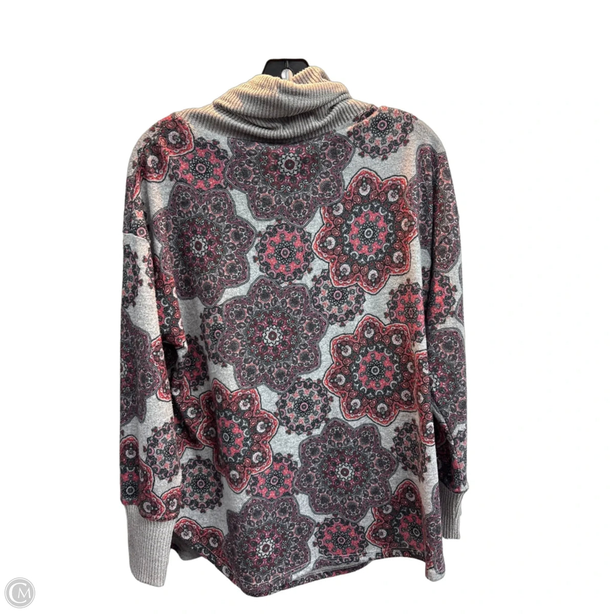 Top Long Sleeve By Ruby Red Designer In Grey & Red, Size: Lp