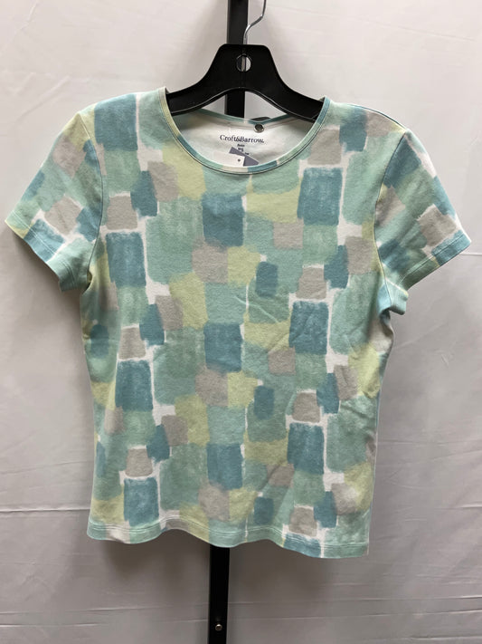 Green & White Top Short Sleeve Croft And Barrow, Size Petite   S