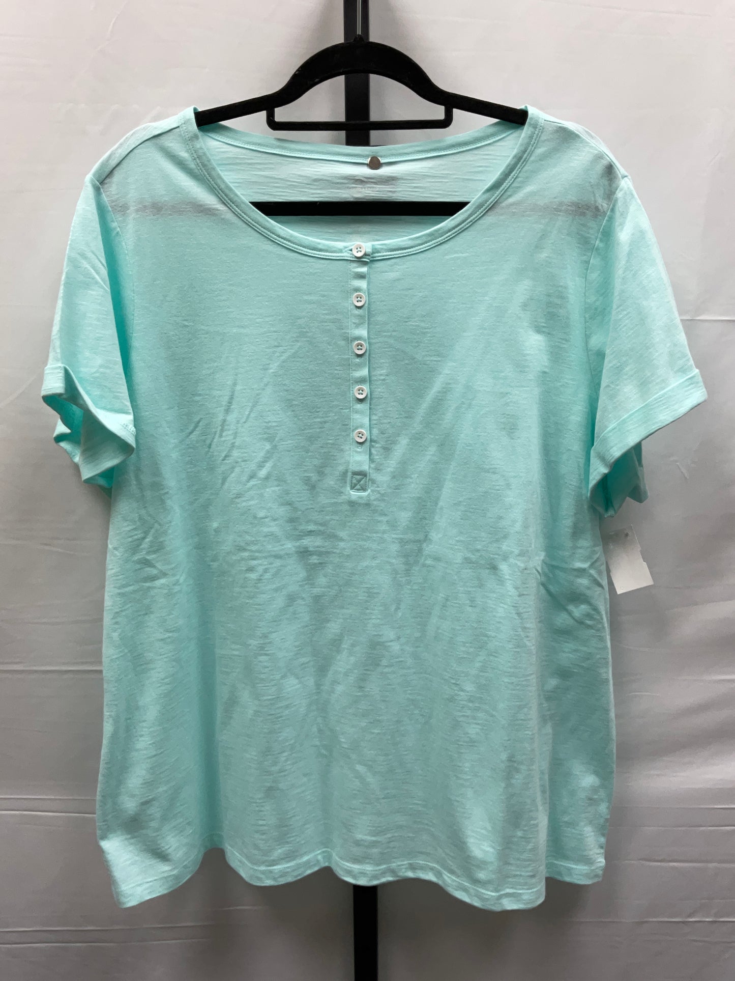 Blue Top Short Sleeve St Johns Bay, Size 1x